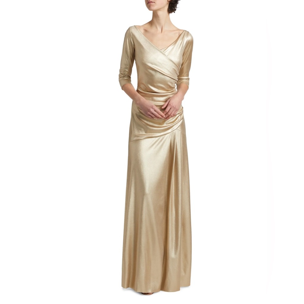 NWT Chiara Boni Gold Satin Dress size 16